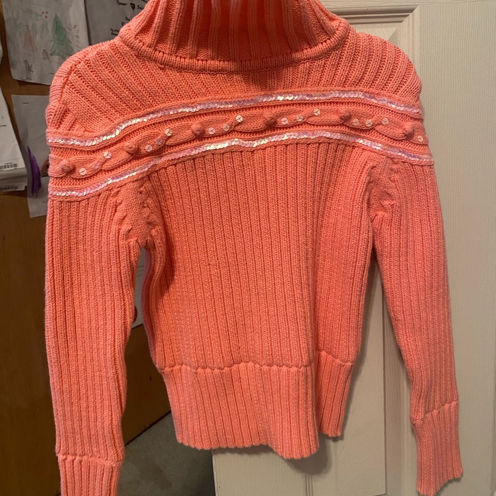 Coral Turtleneck Sweater